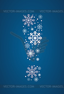 Exclamation point, font frosty snowflakes - vector image