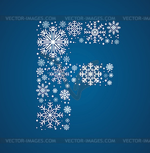 Letter F, font frosty snowflakes - vector EPS clipart