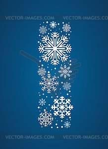 Letter I, font frosty snowflakes - vector image