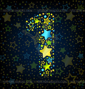 Number 1 cartoon star - vector image
