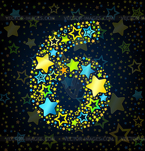 Number 6 cartoon star - vector clip art
