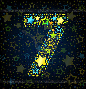 Number 7 cartoon star - vector image