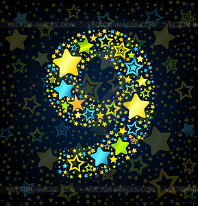 Number 9 cartoon star - vector clipart