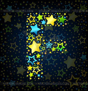 Letter F cartoon star - vector image