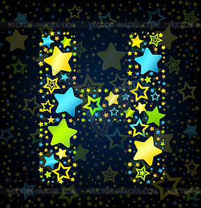 Letter H cartoon star - vector image