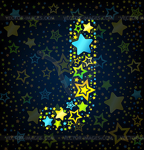 Letter J cartoon star - vector clipart