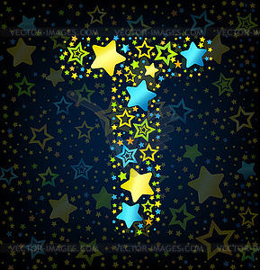 Letter T cartoon star - stock vector clipart
