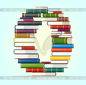 Numbers of stacks of multi colored books - vector image