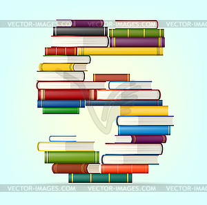 Numbers of stacks of multi colored books - vector clipart