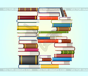 Alphabet of stacks of multi colored books - vector image