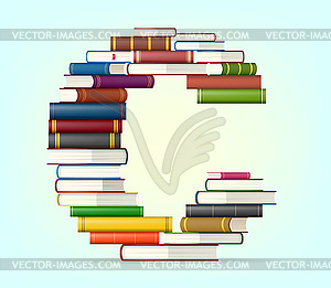 Alphabet of stacks of multi colored books - vector clipart