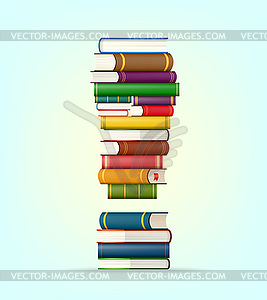 Exclamation of stacks of multi colored books - stock vector clipart