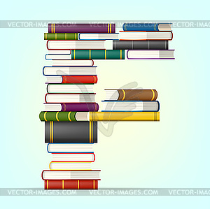 Alphabet of stacks of multi colored books - vector clip art