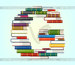 Alphabet of stacks of multi colored books - vector image