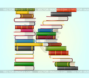 Alphabet of stacks of multi colored books - royalty-free vector image