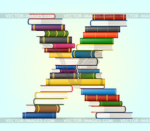 Alphabet of stacks of multi colored books - vector clip art