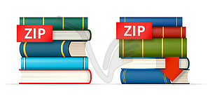 ZIP books stacks icons - vector clipart