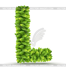 Letter L, alphabet of green leaves - vector clipart