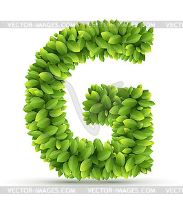 Letter G, alphabet of green leaves - vector clipart