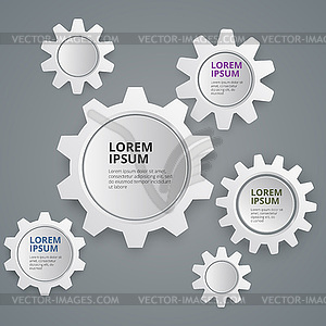 Paper gears working business concept - vector clipart