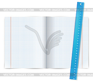 Exercise book with ruler - vector clipart