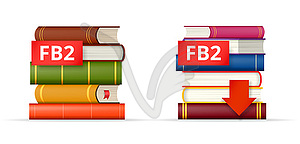 FB2 books stacks icons - vector clip art