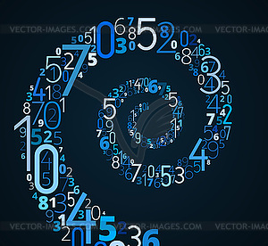 Spiral, font of numbers - vector clip art