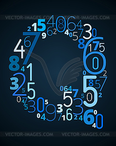 Letter Q, font of numbers - vector clip art