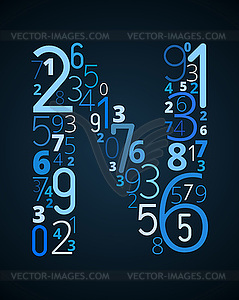 Letter N, font of numbers - vector image