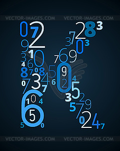 Letter K, font of numbers - vector clipart