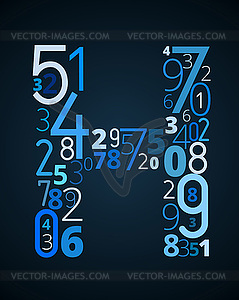 Letter H, font of numbers - royalty-free vector clipart