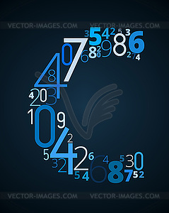 Letter C, font of numbers - vector image