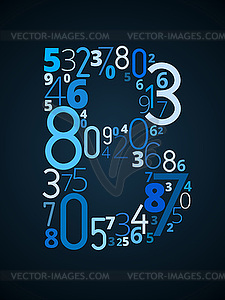 Letter B, font of numbers - vector image