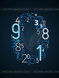 Number 0, font of numbers - vector image