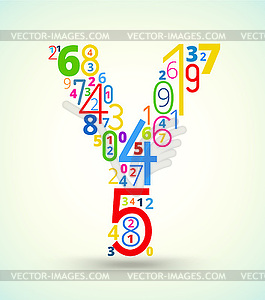 Letter Y, colored font of numbers - vector clipart