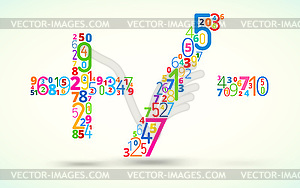 Math operands, colored font of numbers - vector clipart