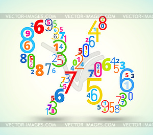 Percent sign , colored font of numbers - vector clip art