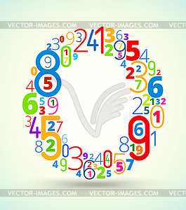 Letter O, colored font of numbers - color vector clipart