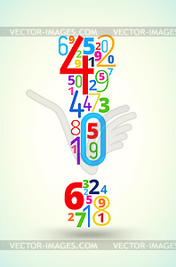 Exclamation mark , colored font of numbers - vector clipart