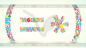 Math operands, colored font of numbers - vector clipart