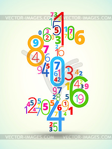 Dollar sign colored font of numbers - vector clipart / vector image