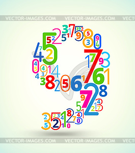 Number 9, colored font of numbers - vector clipart