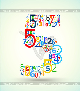 Number 5, colored font of numbers - vector clipart