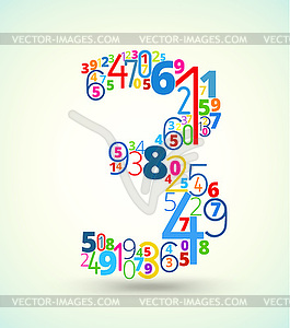 Number 3, colored font of numbers - vector clipart