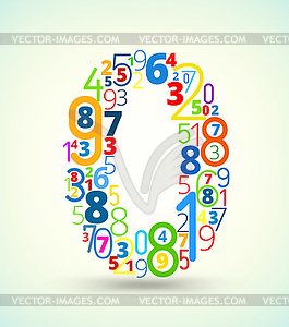 Number 0, colored font of numbers - royalty-free vector clipart
