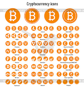 Cryptocurrency icons - vector clipart