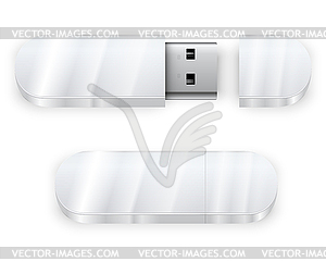 White flash drive - vector clip art