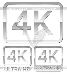 Ultra HD 4K icon - white & black vector clipart