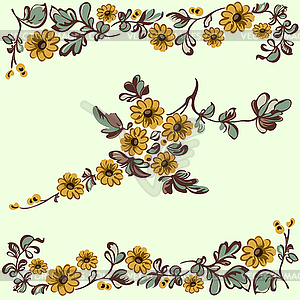 Floral pattern, flower decorative elements - vector clipart