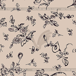 Seamless vintage floral background - vector clip art